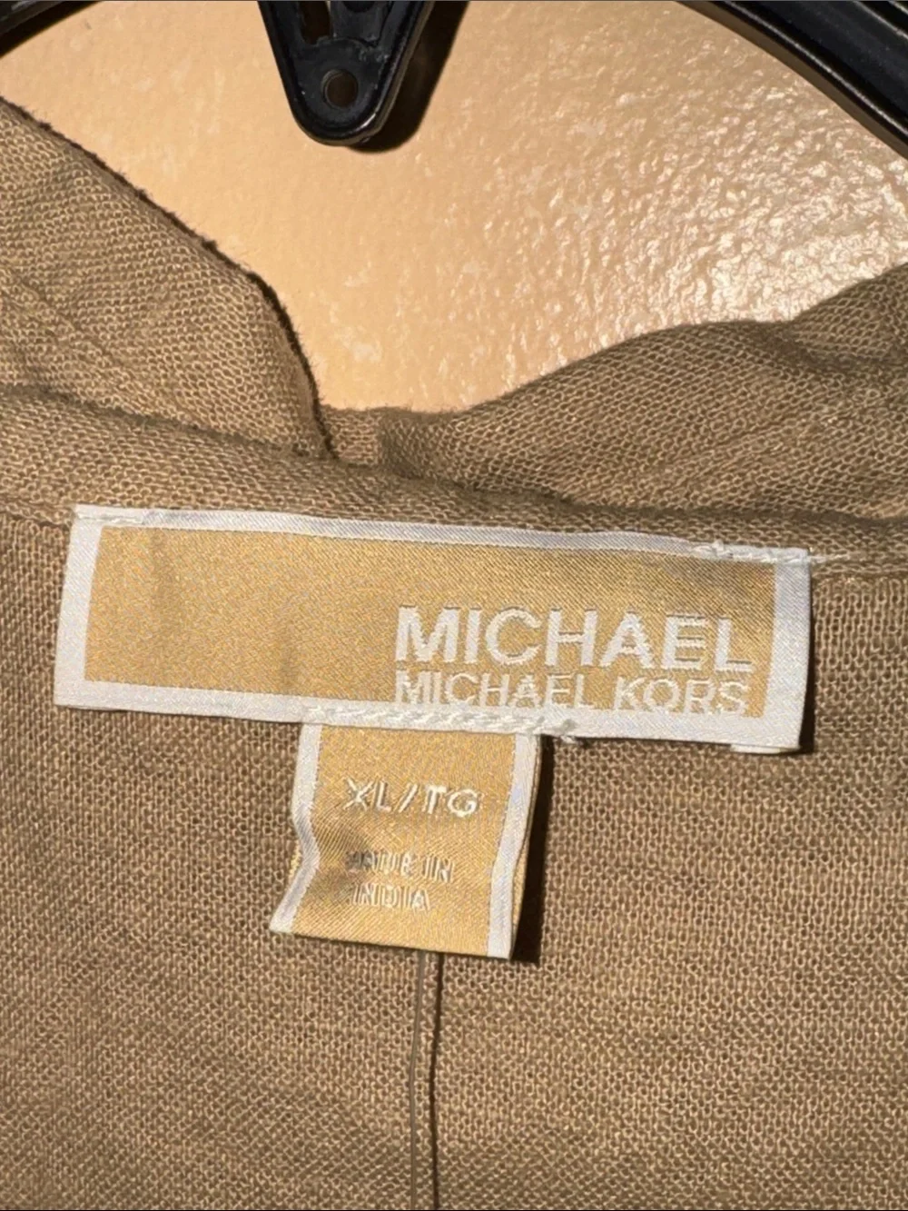 Michael Kors Beige Lace-Up Collared Sleeveless Tank